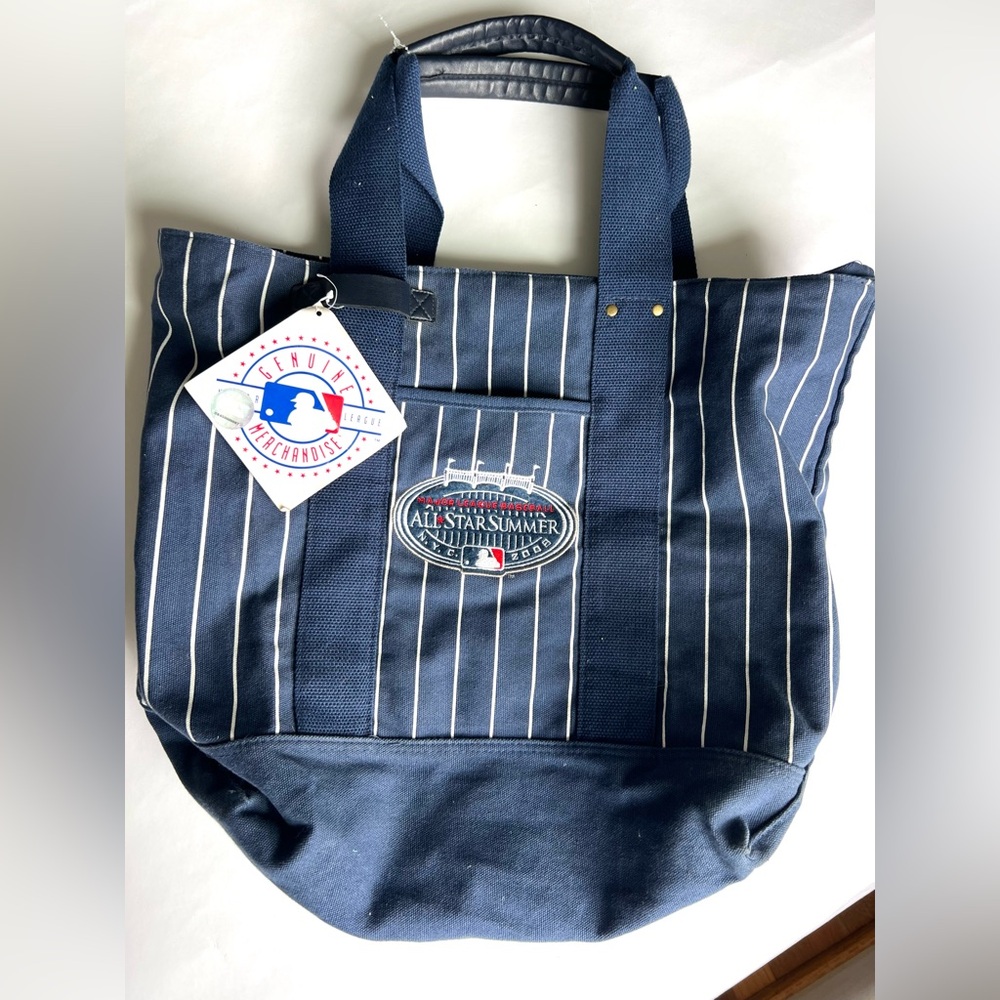 MLB Navy Pinstripe Duffel Tote Bag